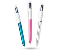 BIC - Bolígrafos de 4 colores brillantes, de plástico, punta de 1 mm, retráctil, con clip, multicolor, escritura fluida y suave, para la escuela, el hogar, tomar notas, suministros de oficina, paquete