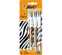 BIC Bolígrafos de punta media (1,0 mm), diseño de cebra, leopardo, tigre, 3 unidades, multicolor 999850