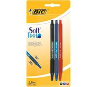 Bic Bolígrafos de tacto suave, punta media (1,0 mm), colores surtidos, paquete de 3