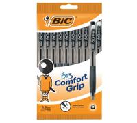 BIC BU3 Comfort Grip - Bolígrafos retráctiles, 10 unidades, color negro