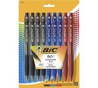 BIC bu3 Grip Ball Pen, Medium Point (1.0 mm), Assorted, 18 de Count by BIC