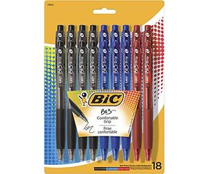 BIC bu3 Grip Ball Pen, Medium Point (1.0 mm), Assorted, 18 de Count by BIC