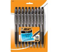 BIC BU3 Grip Retractable Ballpoint Pen, Medium Point (1.0mm), Black, 18-Count