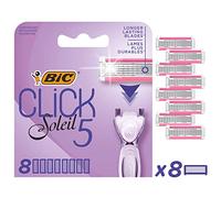 BIC Click 5 Soleil, Paquete de 8 Cuchillas de Afeitar de Recambio de 5 hojas
