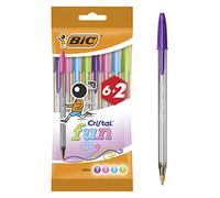 Bic Cristal Bolígrafos de Colores Surtidos, Fun, Punta Ancha (1,6 mm), Material Oficina, Blíster de 8 Bolis, Multicolor