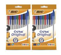 BIC Cristal - Bolígrafos originales, punta fina de 1,0 mm, colores surtidos, bolígrafos fiables para el día a día para la escuela y la oficina, escritura suave, agarre cómodo, duradero y duradero