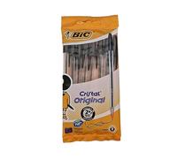 Bic Cristal - Bolígrafos originales sin manchas, ideales para la escuela, color negro, punta media (0.039 pulgadas), paquete de 8