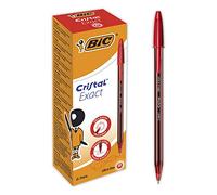 BIC Cristal Exact Bolígrafos Punta Fina (0,7 mm) - Rojo, Caja de 20 Uds.