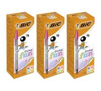 BIC Cristal Fun - Bolígrafos de plástico coloridos para adultos, punta de 1,6 mm, para escritura suave, colores surtidos, 20 unidades, bolígrafos de cristal para la escuela, oficina, paquete de 3 (60