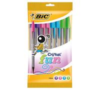 BIC Cristal Fun Colores Bolígrafos de Punta Ancha (1,6 mm) - Colores Surtidos, Pack de 10