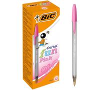 BIC Cristal Fun bolígrafos Punta Ancha (1,6 mm) - Rosa, Caja de 20 unidades
