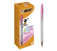 BIC Cristal Fun bolígrafos Punta Ancha (1,6 mm) - Rosa, Caja de 20 unidades Rosa