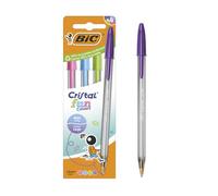 BIC Cristal Fun Colores Bolígrafos de Punta Ancha (1,6 mm) - Colores Surtidos, Pack de 4