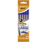 BIC Cristal - Blíster de 5 unidades, large bolígrafos punta ancha (1,6 mm), color azul