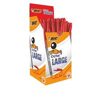 BIC Cristal Large Bolígrafo 1,6 mm, rojo, paquete de 50 unidades