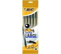 BIC Cristal Large bolígrafos Punta Ancha (1,6 mm) - Negro, Blíster de 5 unidades
