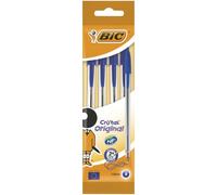 BIC Bolígrafo Cristal medium – Punta redonda, color azul – Pack de 4 unidades