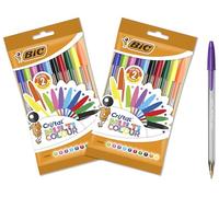 BIC Cristal Multicolor Bolis de Punta Gruesa 1,6 mm con Capuchón Extraíble, Colores vivos Surtidos y Neón, 2 Packs de 10