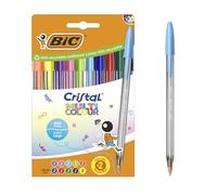 BIC Cristal Multicolour Bolígrafos de Punta Ancha (1,6 mm) - Colores Clásicos, Neón y Divertidos Surtidos, Pack de 20
