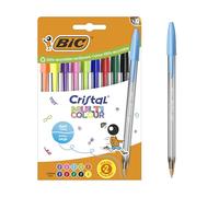BIC Cristal Multicolour Bolígrafos de Punta Ancha (1,6 mm) - Colores Clásicos, Neón y Divertidos Surtidos, Pack de 10