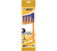 BIC Cristal Orange Fine Bolígrafos de Punta Fina (0,8 mm) - Azul, Pack de 4