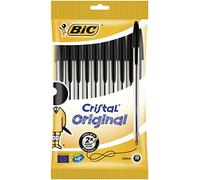 BIC Cristal Original - Bolígrafos punta media, 1.0 mm, Blíster de 10 unidades, N