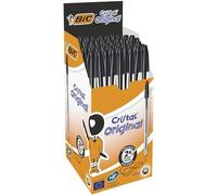 Bic Cristal Original 8373631 - Caja de 50 Unidades, Bolígrafos Punta Media (1,0 Mm), Color Negro
