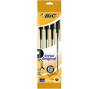 Bic Cristal Original - Bolígrafo de punta redonda, color negro, pack de 4 unidades