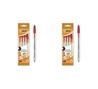 BIC Cristal Original - Bolígrafo de punta redonda, color rojo, pack de 4 unidades (Paquete de 2)