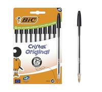 BIC Bolígrafos Cristal Original Bolita Punta media (10 mm) Tinta negra Bolsa de 10