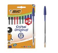 BIC Cristal Original Bolígrafos de Punta Media (1,00 mm) con Tapón y Capuchón a Juego - Colores Surtidos, Caja de 8+2