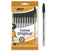 BIC Cristal Original - Bolígrafos punta media, 1.0 mm, Blíster de 10 unidades, Negro