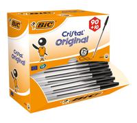 BIC Cristal Original - Caja de 100 unidades, bolígrafos punta media 1.0 mm, colo