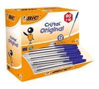 BIC Cristal Original - Caja de 100 unidades, bolígrafos punta media 1.0 mm, colo