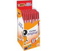 BIC Cristal Original Caja de 50 unidades - bolígrafos punta media (1,0 mm), color rojo - material oficina, material escolar