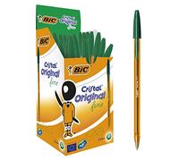 BIC Cristal Original Fine - Bolígrafos punta fina (0.8 mm) Caja de 50 unidades, Color Verde (872729)