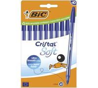 BIC Cristal Soft Bolígrafos Bolitas Punta Media (1,2 mm) con tinta Easy Glide - Azul, Caja de cartón de 10