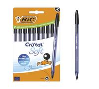 BIC Cristal Soft Bolígrafos Bolitas Punta Media (1,2 mm) con tinta Easy Glide - Negro, Caja de cartón de 10
