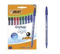 BIC Bolígrafos Cristal Soft – Punta 1,2 mm Easy Glide – Colores surtidos, caja 10