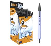 BIC Cristal Soft Bolígrafos de Punta Media (1,2 mm) - Negro, Caja de 50 Bolis