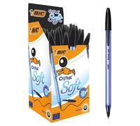 BIC Cristal Soft Bolígrafos de Punta Media (1,2 mm) - Negro, Caja de 50 Bolis Ne