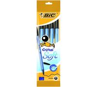 BIC Cristal Soft bolígrafos punta media (1,2 mm) - Negro, Blíster de 4 unidades