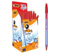 BIC Cristal Soft bolígrafos punta media (1,2 mm) - Rojo, Caja de 50 unidades Roj