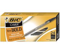 Bic Cristal Xtra Bold - Bolígrafo de punta gruesa (1.6 mm) para líneas vívidas y dramáticas, negro, 24 unidades