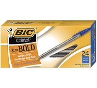 Bic Cristal Xtra Bold Bolígrafo, punta gruesa (1.6 mm) para líneas vívidas y dramáticas, azul, 24 unidades