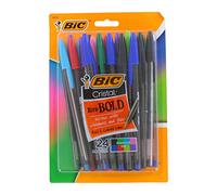 Bic Cristal Xtra Bold - Bolígrafos de punta redonda, 1,6 mm, punta gruesa, colores surtidos, paquete de 24