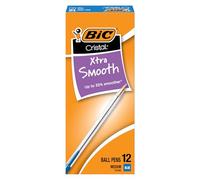 BIC Cristal Xtra Smooth Bolígrafo, punta media (1,0 mm), azul, 12 unidades