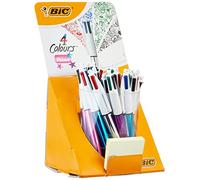 Bic Ean-13 - Bolígrafo de Punta Redonda (20 Unidades), Diseño Brillante, Color Negro, Azul, Rojo y Verde