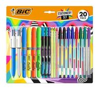 Bic escritura multicolor pack de 20 piezas variadas - 6 bic cristal original, 2 bic cristal fun, 2 bic 4 colores, 3 bic intensity fine, 4 bic highlighter grip y 3 bic evolution stripes hb