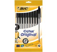 BIC Bolígrafos Cristal Original Punta media 1,0 mm, Blíster 10 unidades, Negro